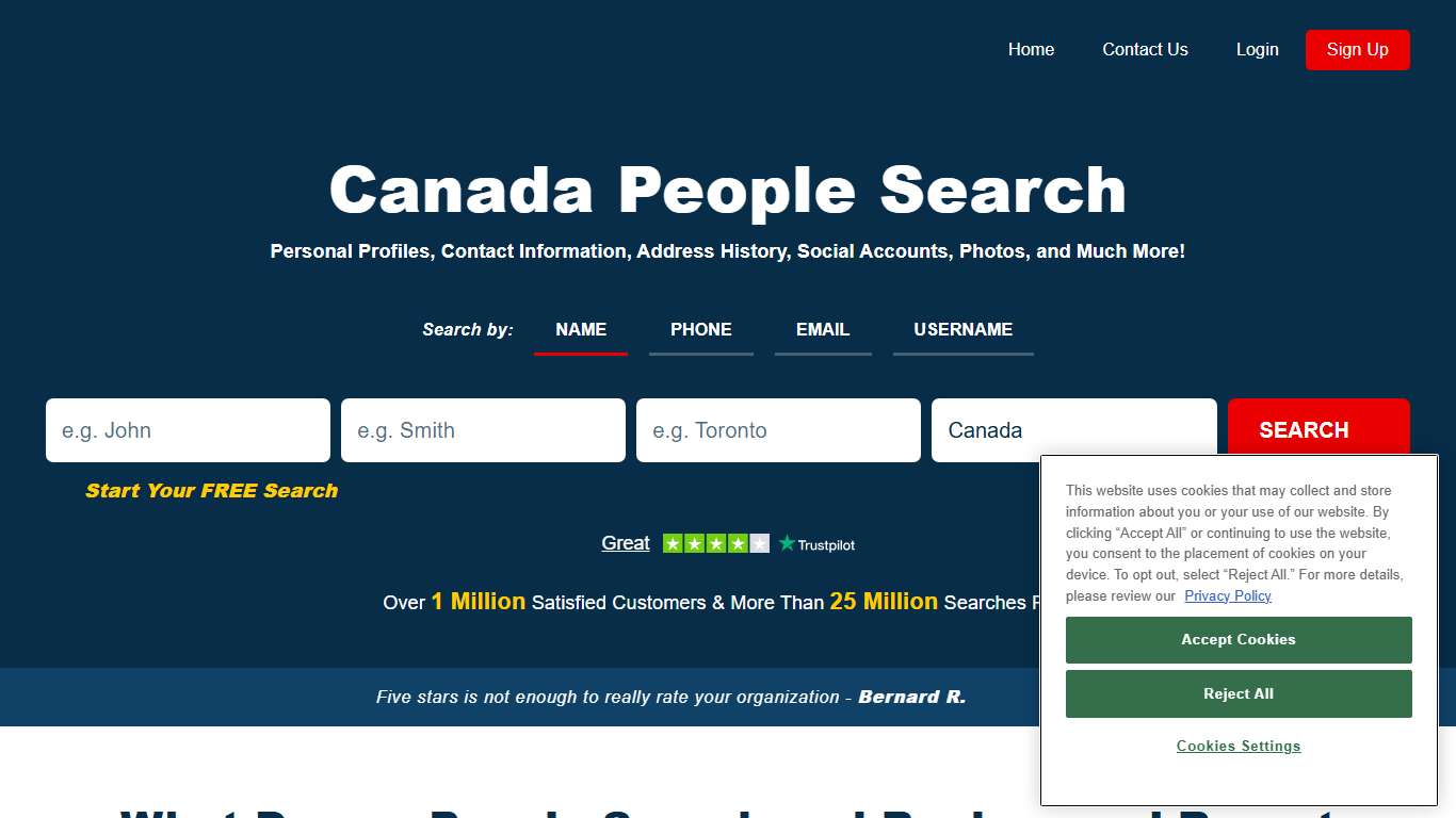 Canada People Search - Reverse Phone Lookup and More - InfoTracer